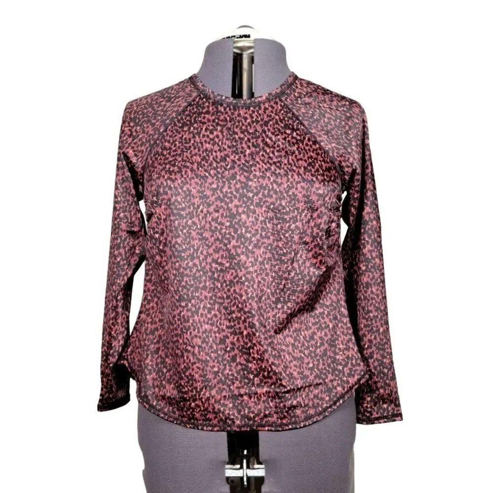 All in Motion Women's Long Sleeve Animal Print Rash Guard Sz 22W